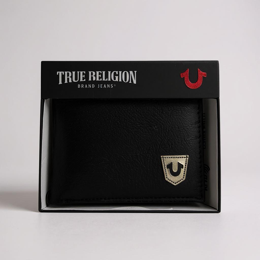 MEN CARTERA TRUE RELIGION “BLACK AND SILVER”